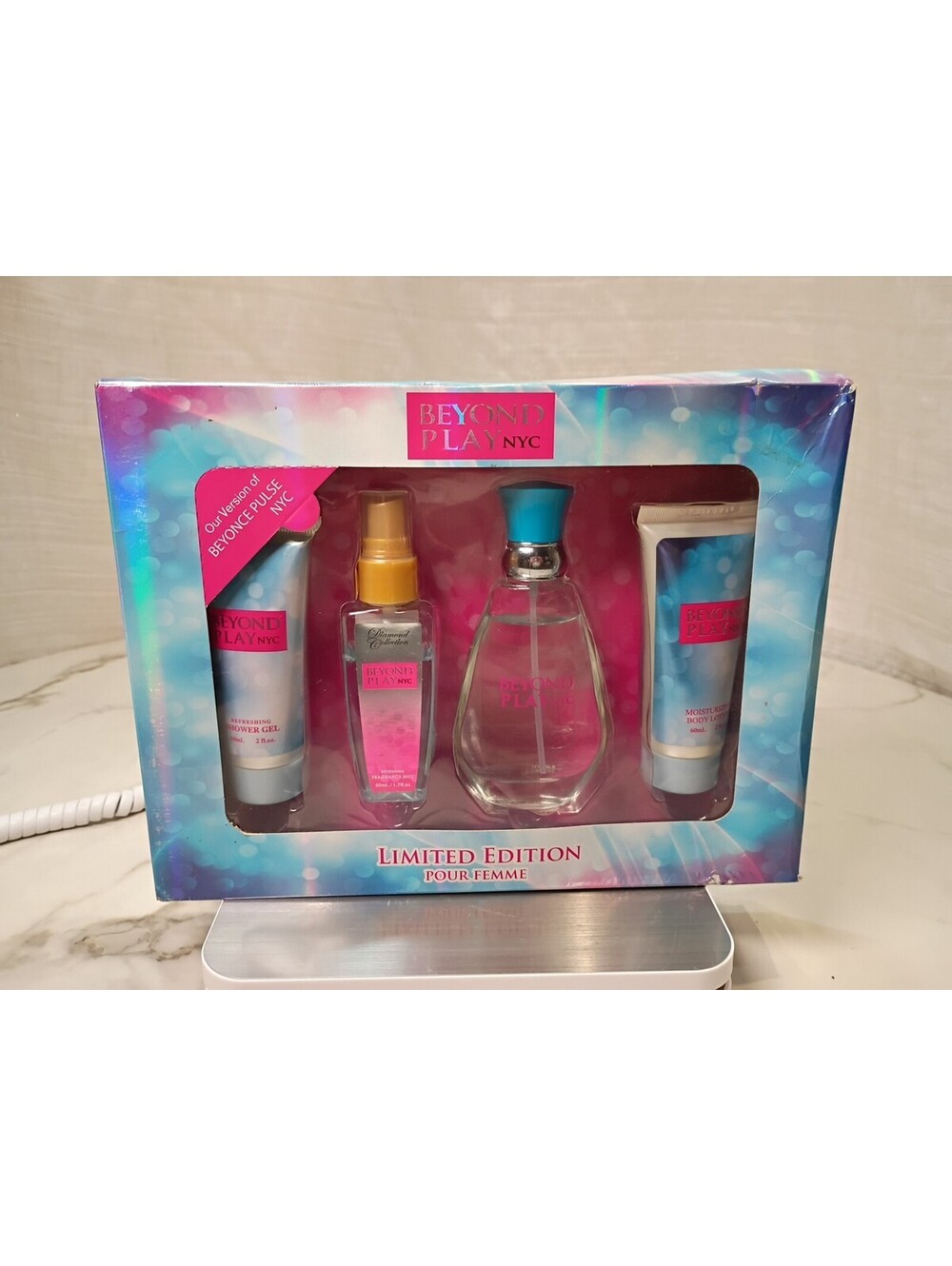 Limited Edition Lotion+Gel+Perfume+Mist 4-Pc Gift Set by Be Sexy NYC. New!